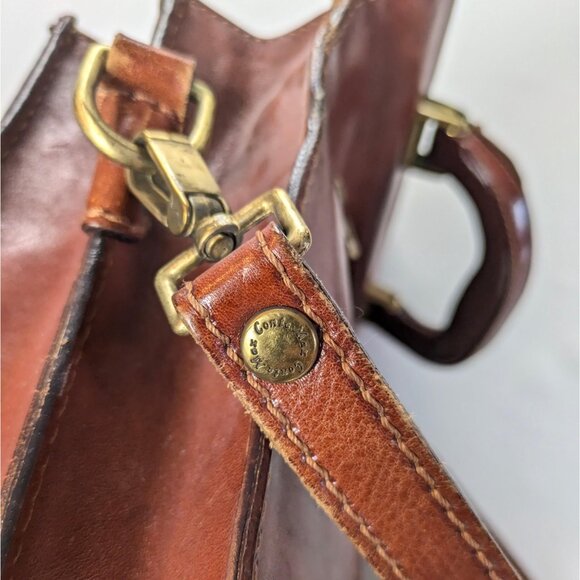 Vintage 1980s ConteMax Italian Leather Crossbody Bag Handmade Lock & Key Brown - Picture 13 of 15